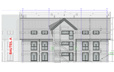 Neubau eines 3-er Reihenhauses u. MFH 18 WE mit TG